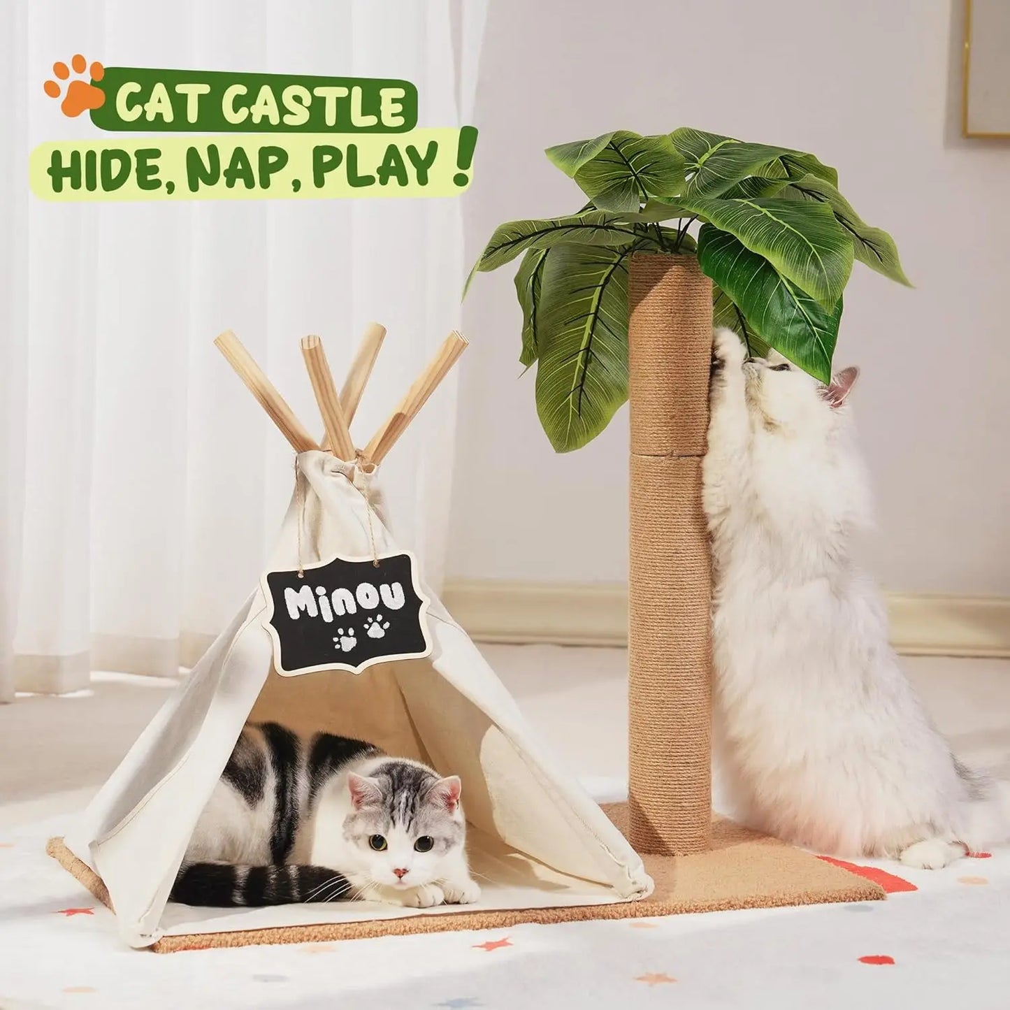 Cats Scratching Post Teepee Cat Tree
