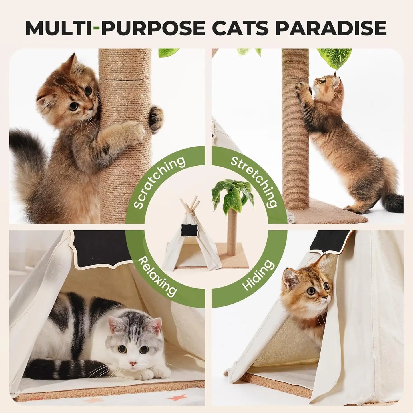 Cats Scratching Post Teepee Cat Tree