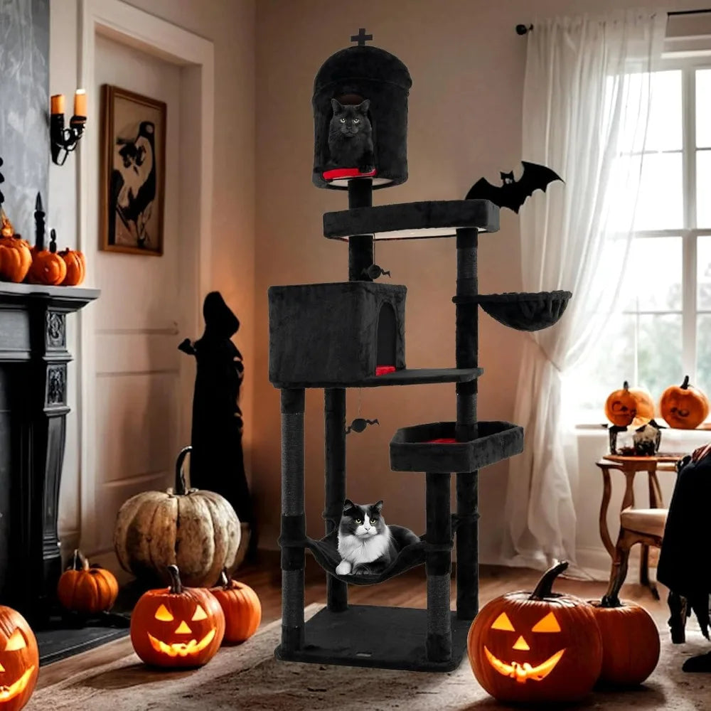 83 Inch Tall Gothic Cat Tree with Scratching Posts