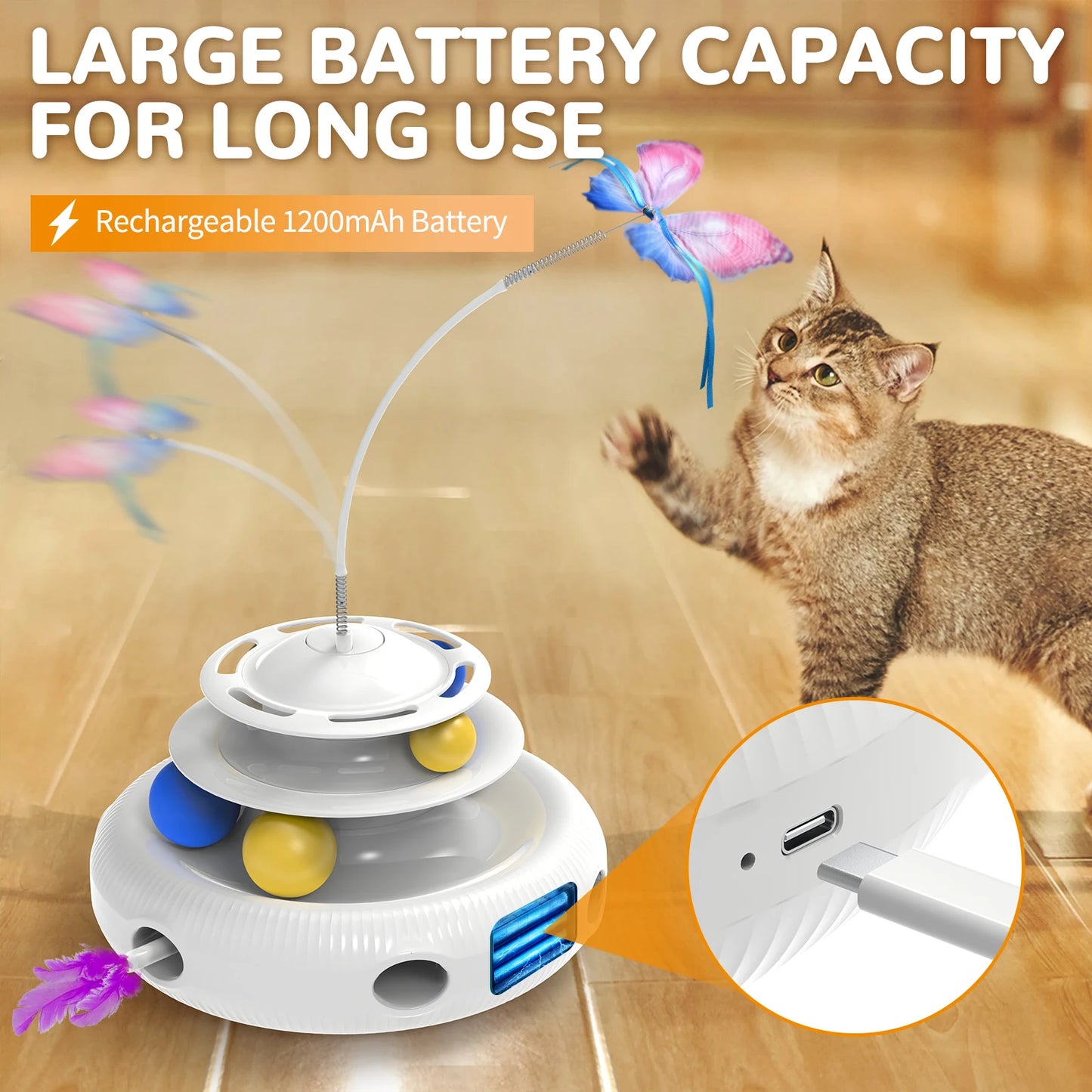 Chargeable Cat Laser Interactive Feather Toy Puzzle