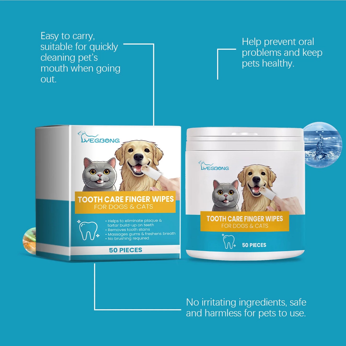 Pet Dental Care Finger Wipes