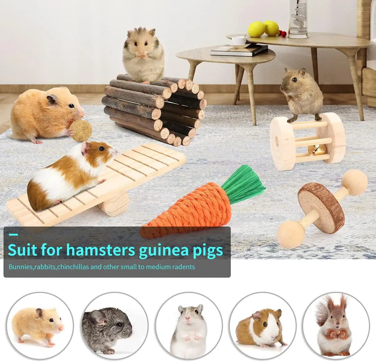 12-Piece Hamster Cage Chew Toy Set