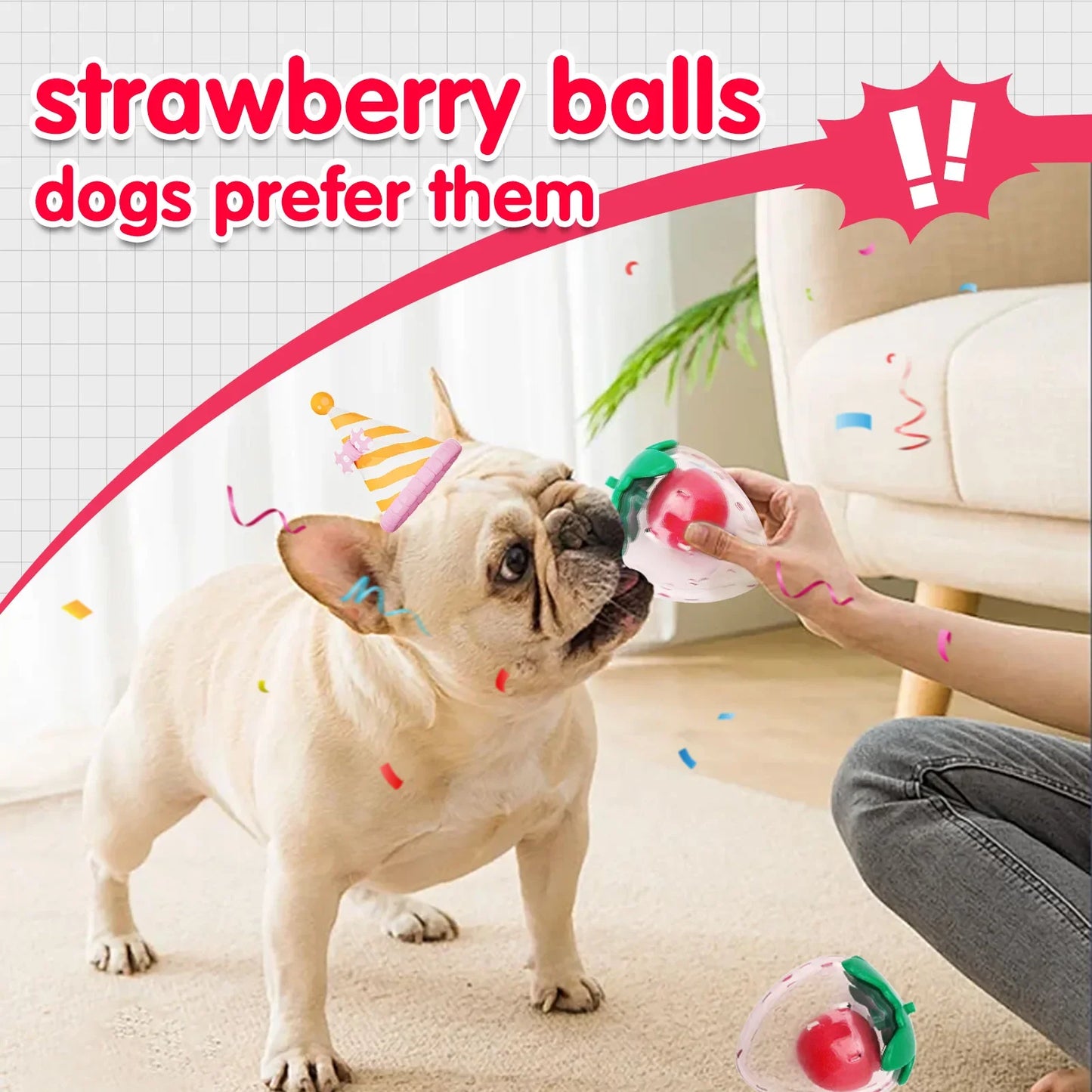 Cute Rubber Squeaky Strawberry Pet Toy