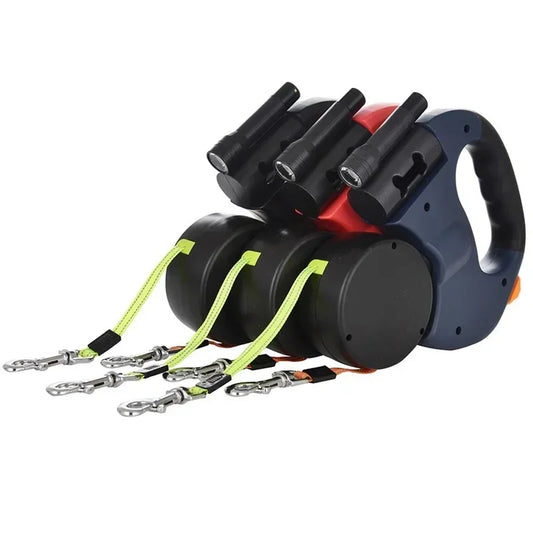 3 Colors Retractable Dual Double Leash Rope