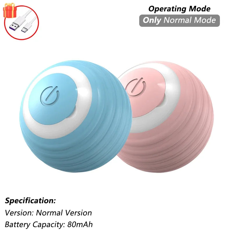 2Pcs Cat Interactive Ball Toys Automatic Rolling Ball Faux Tail