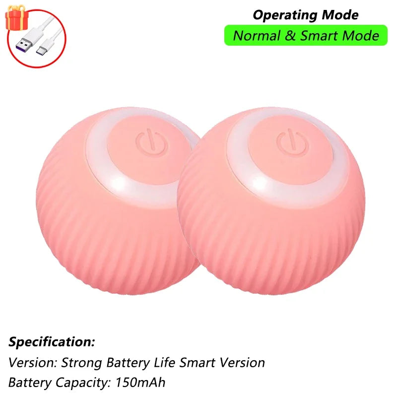 2Pcs Cat Interactive Ball Toys Automatic Rolling Ball Faux Tail