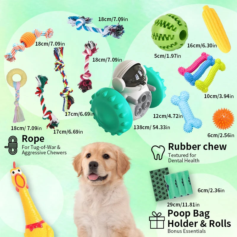 18 pcs  Dog Toy Packs- Interactive Pet Toys