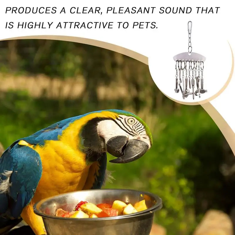 Bird Cage Toys For Parrots Stainless Steel Parrot Cage Tools Toys Interactive Exploring Educational Game Boredom Relief Bird