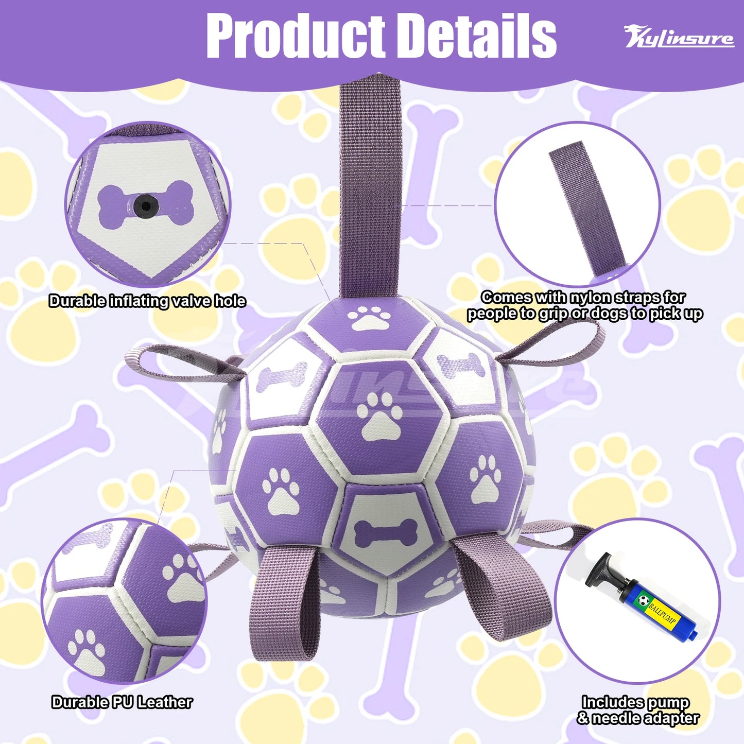 Dog Toys Soccer Ball with Straps