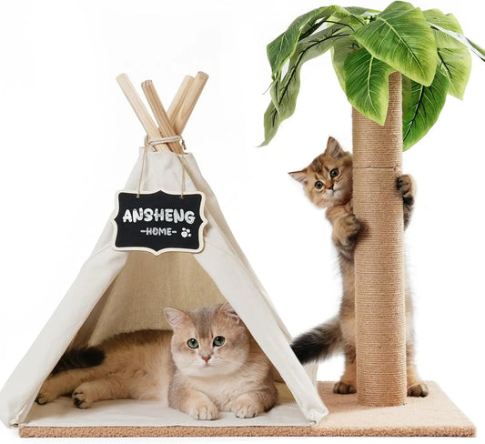 Cats Scratching Post Teepee Cat Tree