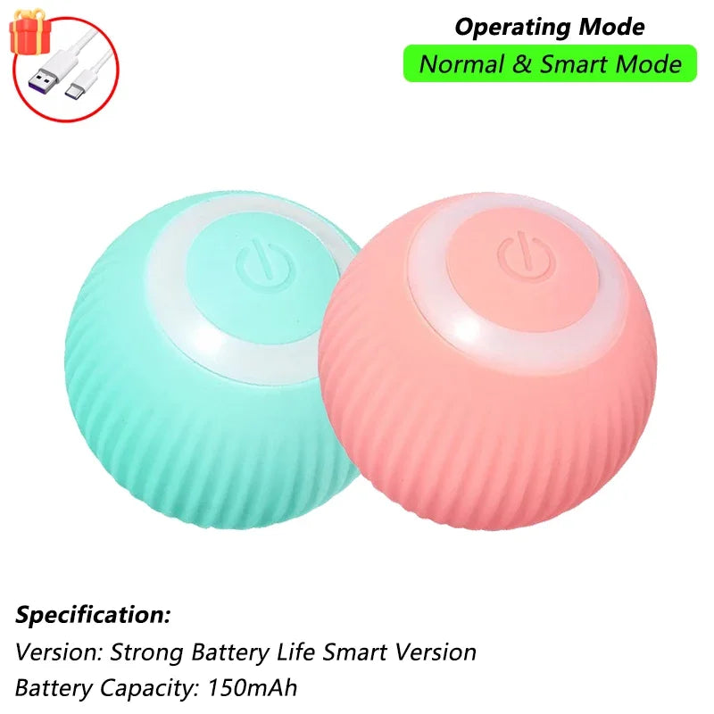 2Pcs Cat Interactive Ball Toys Automatic Rolling Ball Faux Tail