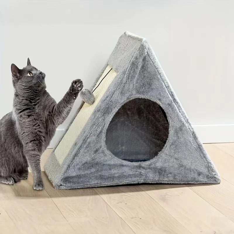 Pet bed suitable for cats  with plush toy ball cat scratching board