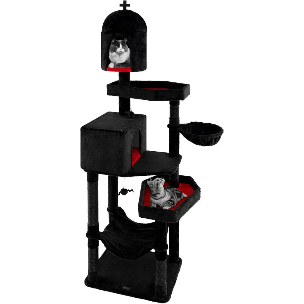 83 Inch Tall Gothic Cat Tree with Scratching Posts