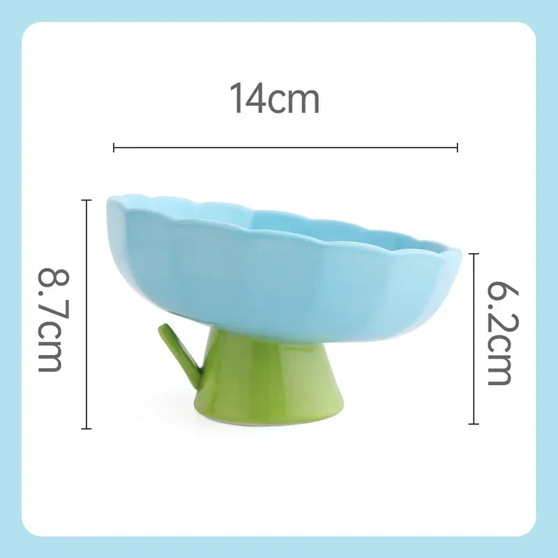 Cat Raised Ceramic Bowl Cute Flower Shaped Puppy Dogs Food Water Feeders Elevated Pet Drinking Eating Supplies