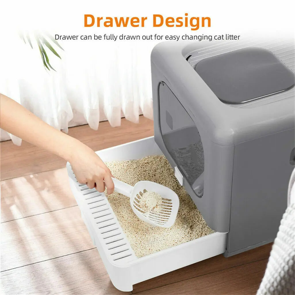 Cat Litter Box with Scoop and Tray