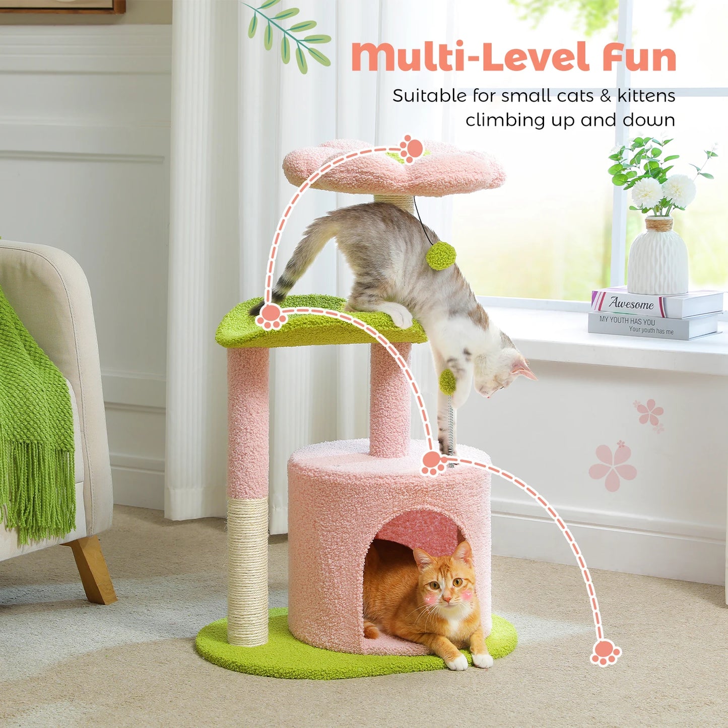 Flower Cat Tree with Scratching Posts