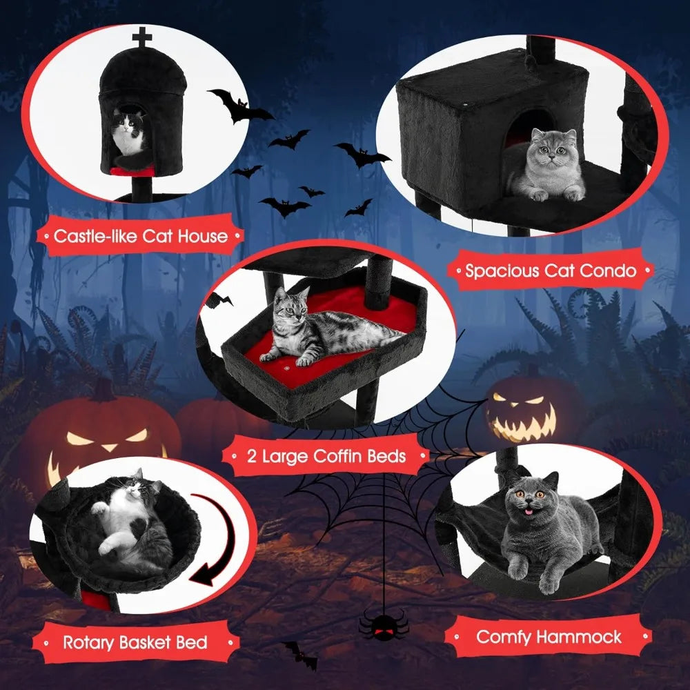 83 Inch Tall Gothic Cat Tree with Scratching Posts