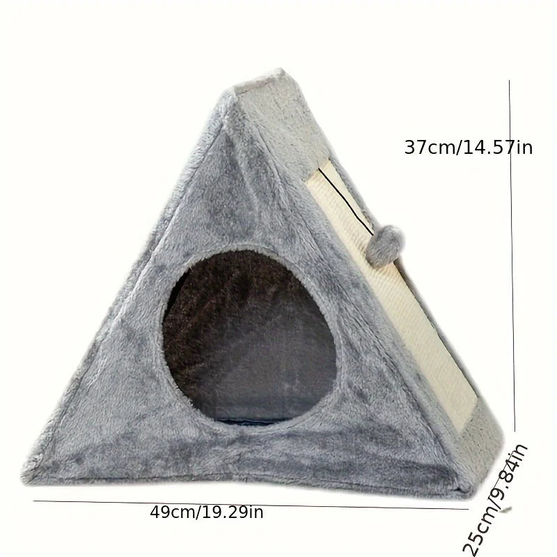 Pet bed suitable for cats  with plush toy ball cat scratching board