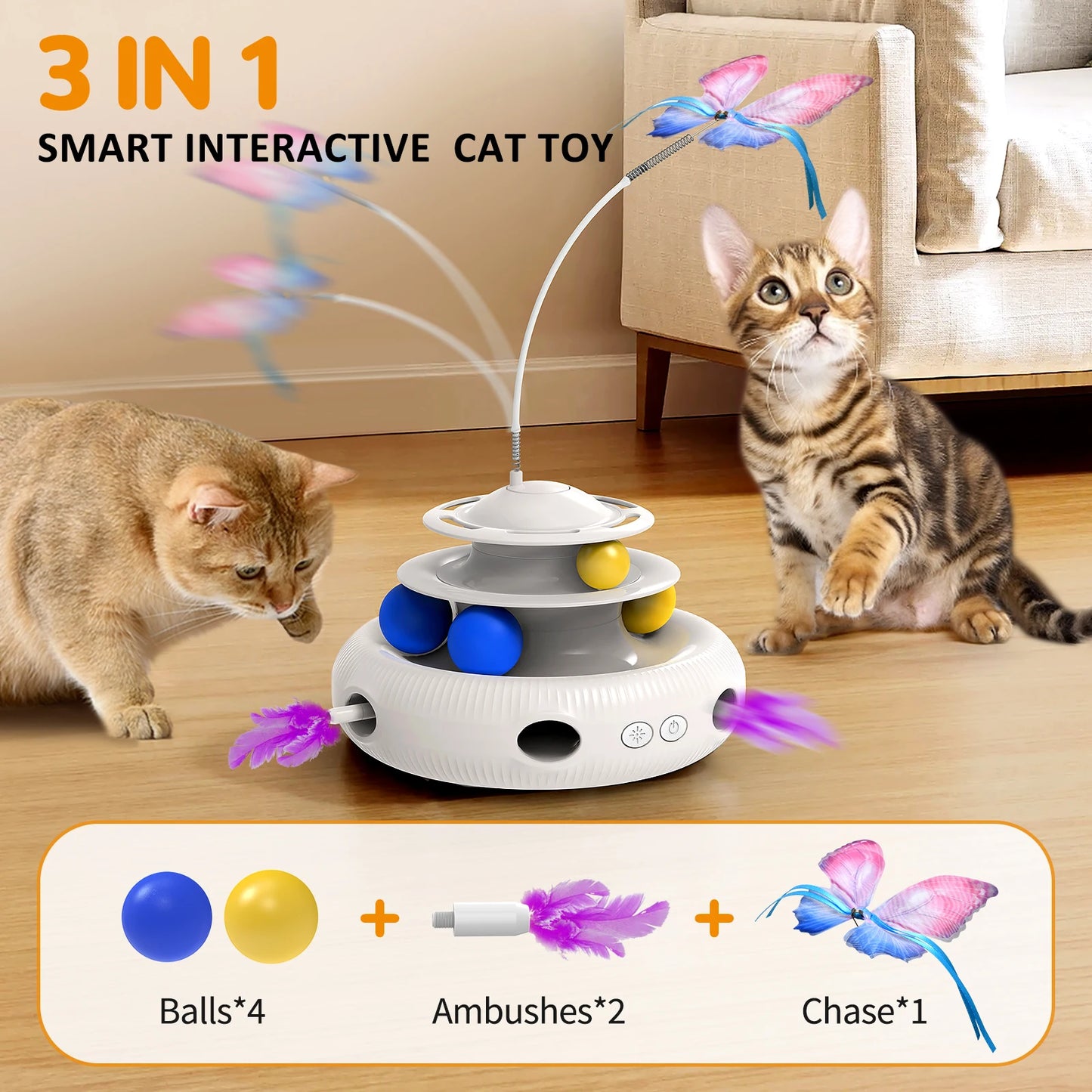 Chargeable Cat Laser Interactive Feather Toy Puzzle