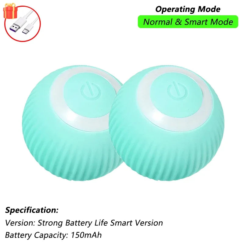 2Pcs Cat Interactive Ball Toys Automatic Rolling Ball Faux Tail