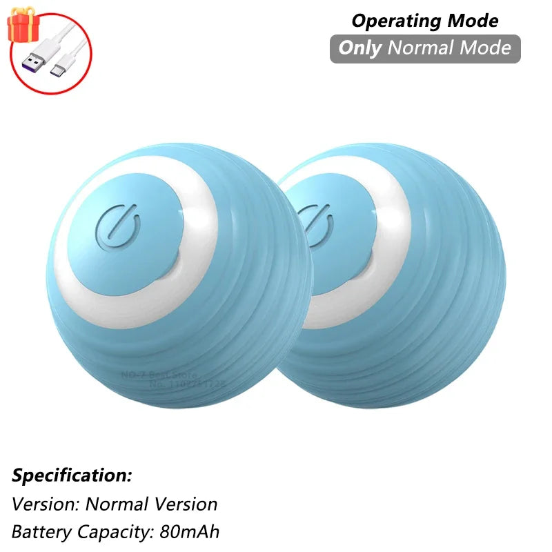 2Pcs Cat Interactive Ball Toys Automatic Rolling Ball Faux Tail