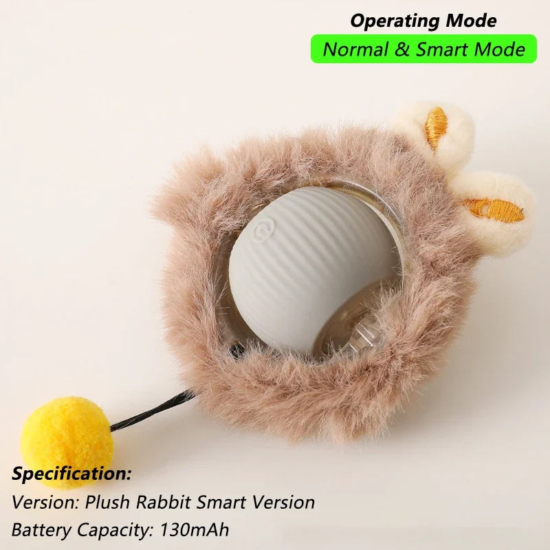 2Pcs Cat Interactive Ball Toys Automatic Rolling Ball Faux Tail