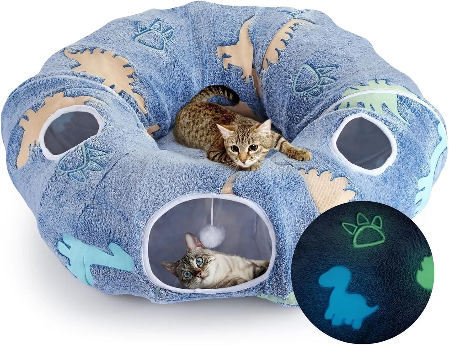 Foldable Cat Tunnel with Washable Bed 4