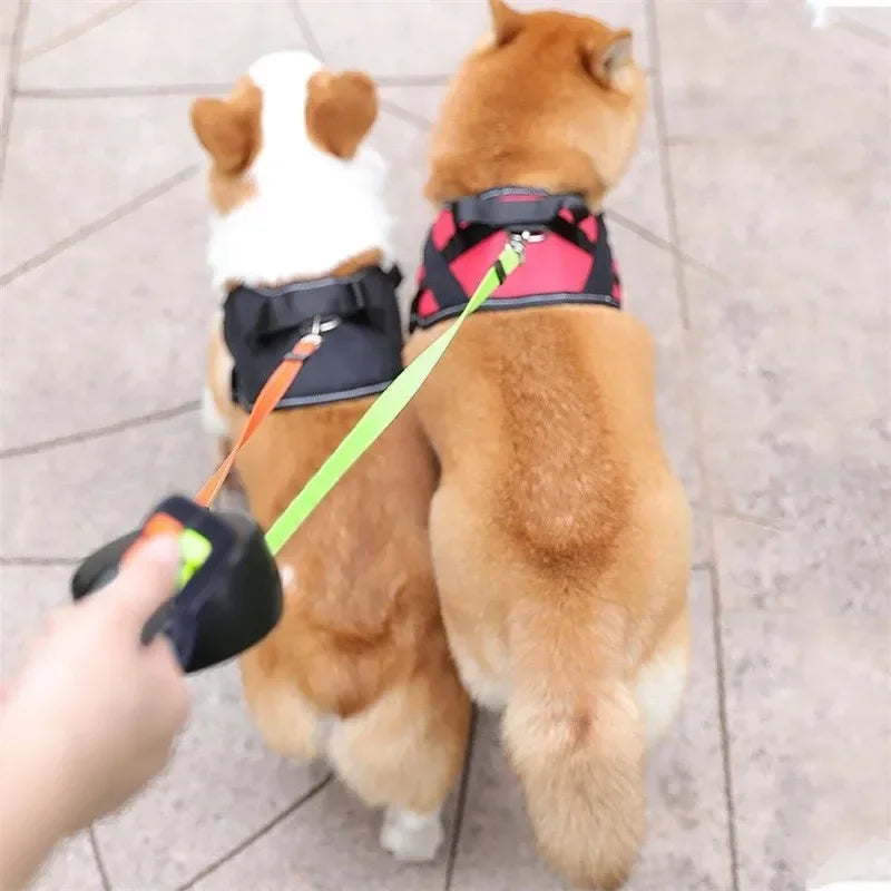 3 Colors Retractable Dual Double Leash Rope