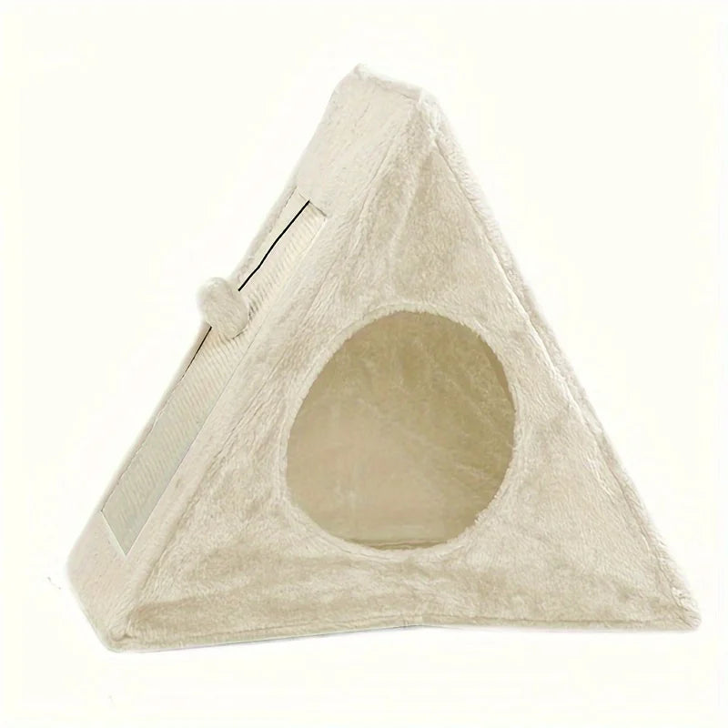 Pet bed suitable for cats  with plush toy ball cat scratching board