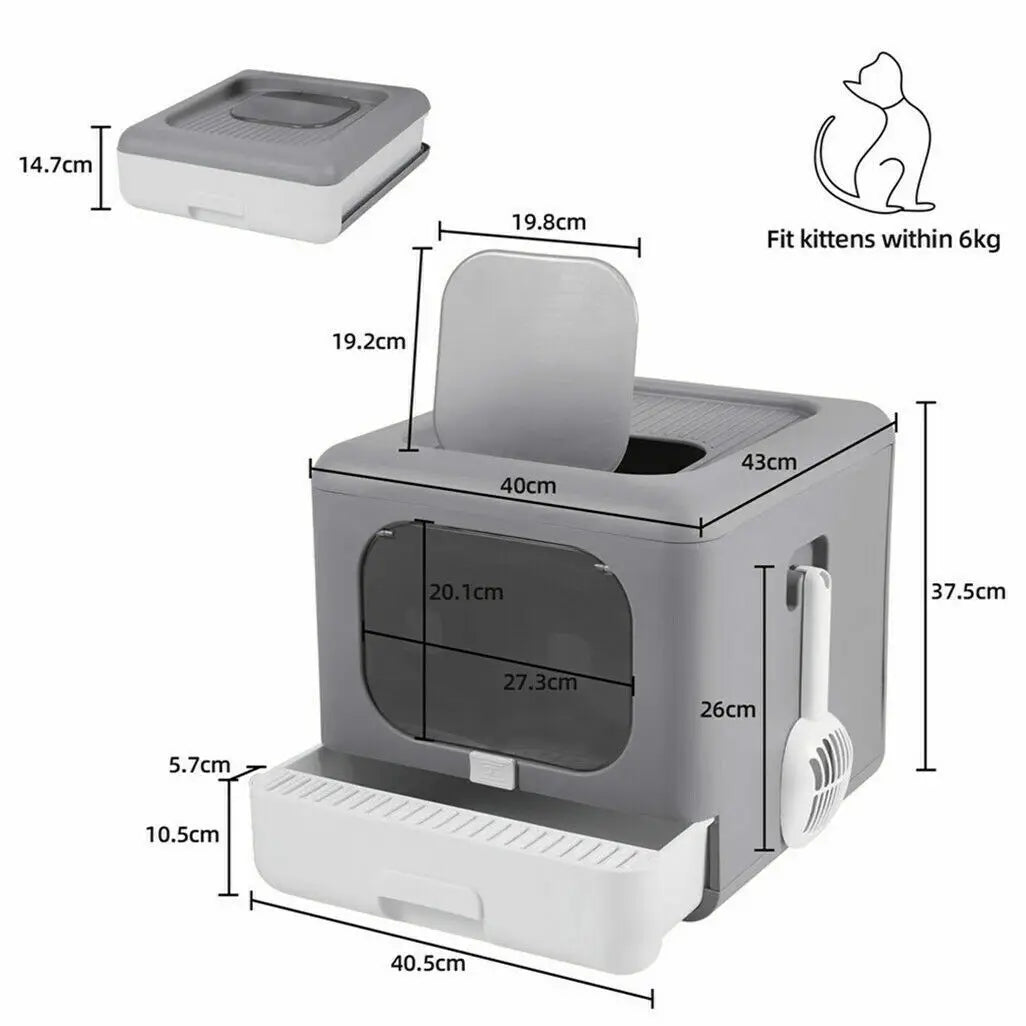 Cat Litter Box with Scoop and Tray
