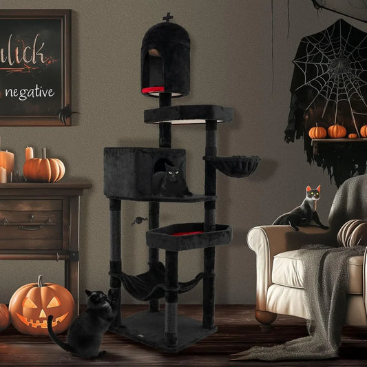 83 Inch Tall Gothic Cat Tree with Scratching Posts