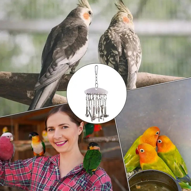 Bird Cage Toys For Parrots Stainless Steel Parrot Cage Tools Toys Interactive Exploring Educational Game Boredom Relief Bird