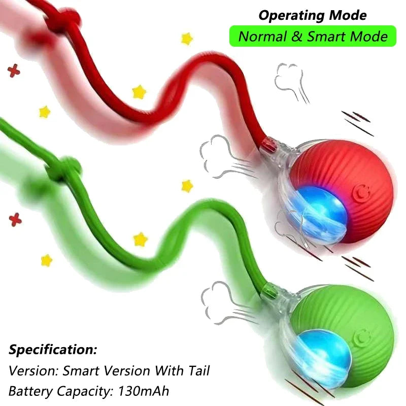 2Pcs Cat Interactive Ball Toys Automatic Rolling Ball Faux Tail