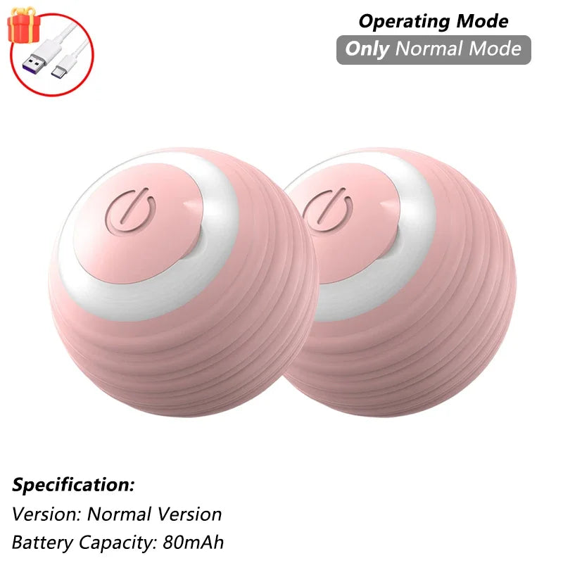 2Pcs Cat Interactive Ball Toys Automatic Rolling Ball Faux Tail