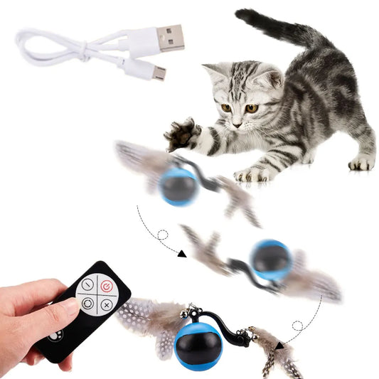 Cat Interactive Ball with Feather Tails And Sound