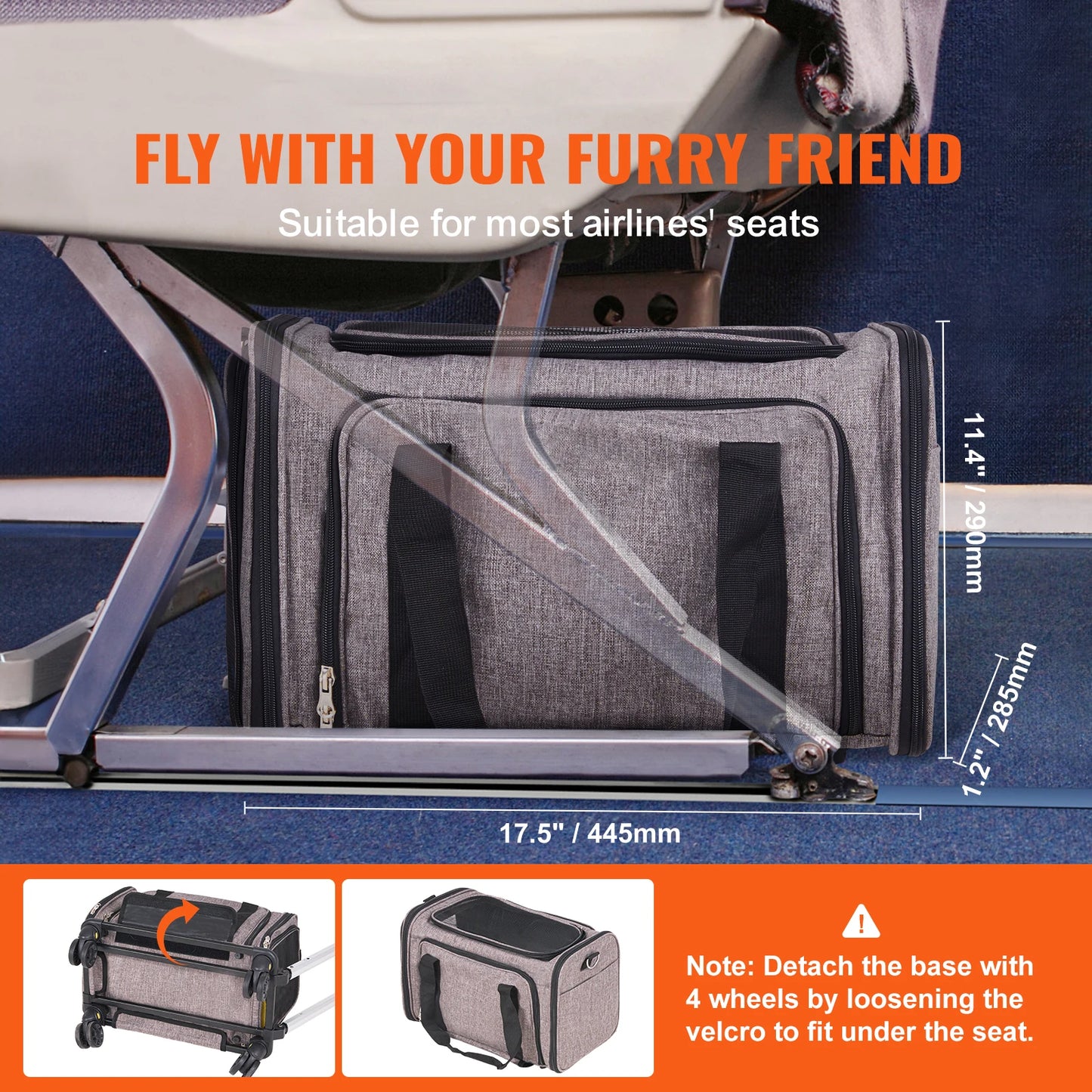 Pet  Carrier Bag Breathable with Teles4copic Handle Wheels