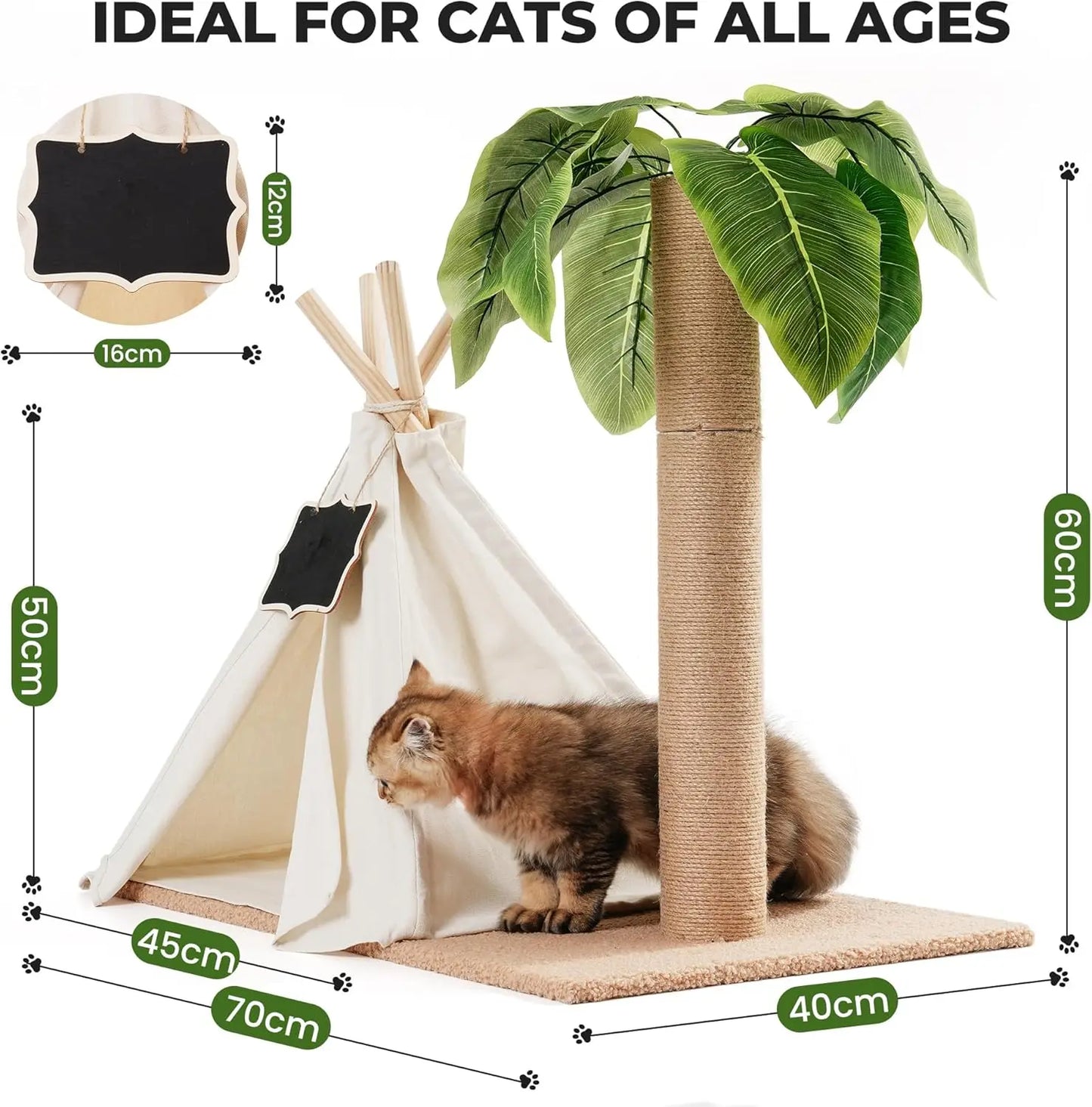 Cats Scratching Post Teepee Cat Tree